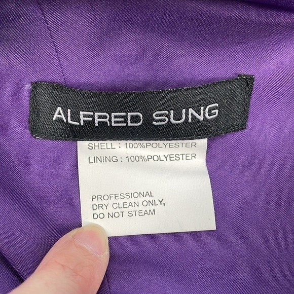 NWT Alfred Sung Bateau Neck Cap Sleeve Cocktail Bridesmaid Dress Majestic Purple - Picture 12 of 13